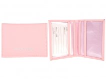 1500 Grained PU Travel Card Holder Baby Pink