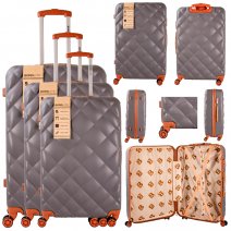 JB2070 GREY SET OF 3 TRAVEL TROLLEY SUITCASES