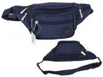 2522 BLUE Crinkled Nylon Bumbag with 6 Zip Pockets