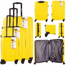 JB2055 YELLOW SET OF 3 TRAVEL TROLLEY SUITCASES