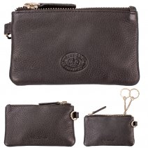 0588 BLACK PEBBLE LEATHER TOP ZIP COIN/KEY PURSE