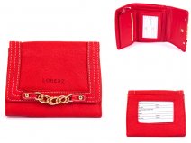 7457 RED PU PURSE WITH POPPERED FRONT & CHAIN DETAIL