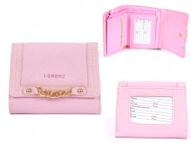 7457 PINK PU PURSE WITH POPPERED FRONT & CHAIN DETAIL
