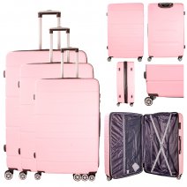 T-HC-LS-01 PINK SET OF 3 TRAVEL TROLLEY SUITCASES