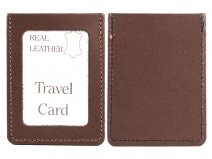 DARK BROWN REAL LEATHER TRAVEL CARD
