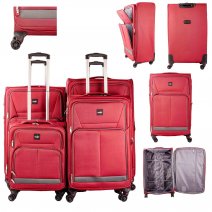 2001 BURGANDY LIGHTWEIGHT SET OF 4 TRAVEL TROLLEY SUITCASES