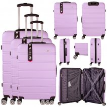 EV-441 LILAC SET OF 3 TRAVEL TROLLEY SUITCASES