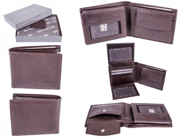 1011 BROWN - RFID Card Protection Genuine 100% R Leather Wallet