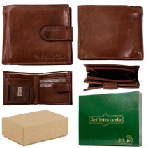 1180 TAN BOX OF 12 RFID LEATHER WALLET W/NOTE COIN & C.CRD SEC