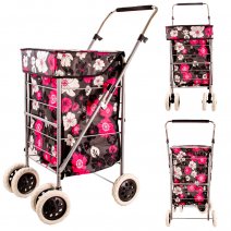 ST6000-S BROWN FLORAL 6 WHEEL SHOPPING TROLLEY