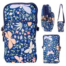 GRACE110 BLUE PRINTED MOBILE PHONE BAG WITH DETACHABLE STRAP
