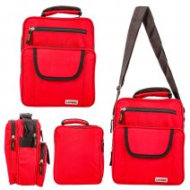 2573 RED LARGE UNISEX POLYESTER BAG WTH 4 ZIPS & PKT