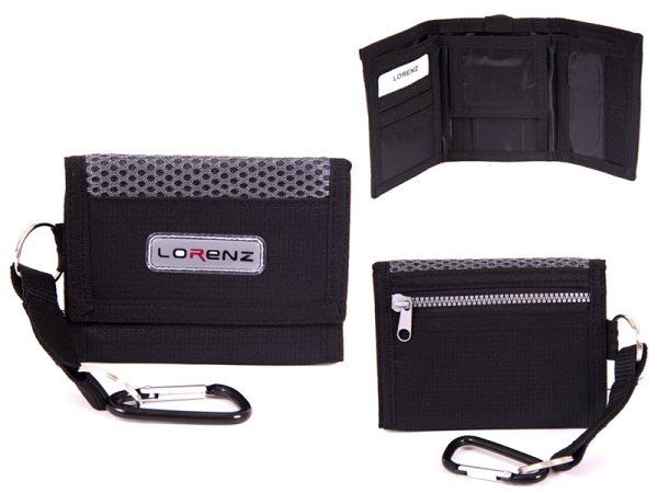 7999 BLACK Small Trifold Sports Wallet with Belt Hook