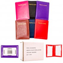 1502 ASSORTED GRAINED PU PORTRAIT TRAVEL CARD HOLDER BOX OF 12