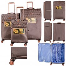 EA-7015 GREY LIGHTWEIGHT SET OF 3 TRAVEL TROLLEY SUITCASES