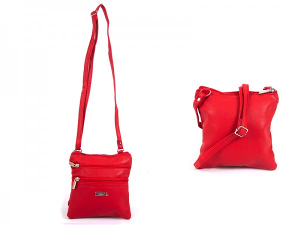 5860 B RED SMALL TWIN SECTION PU BAG WTH 4 ZIPS