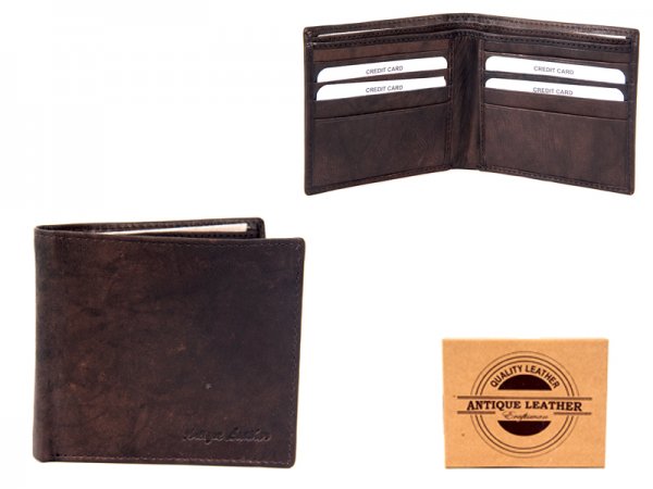 1061 BROWN ANTIQUE LEATHER RFID WALLET