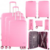 T-HC-PP-01 PINK SET OF 3 TRAVEL TROLLEY SUITCASE