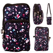 GRACE110 NAVY PRINTED MOBILE PHONE BAG WITH DETACHABLE STRAP
