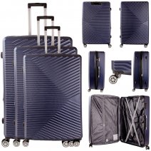T-HC-11 NAVY SET OF 3 TRAVEL TROLLEY SUITCASE