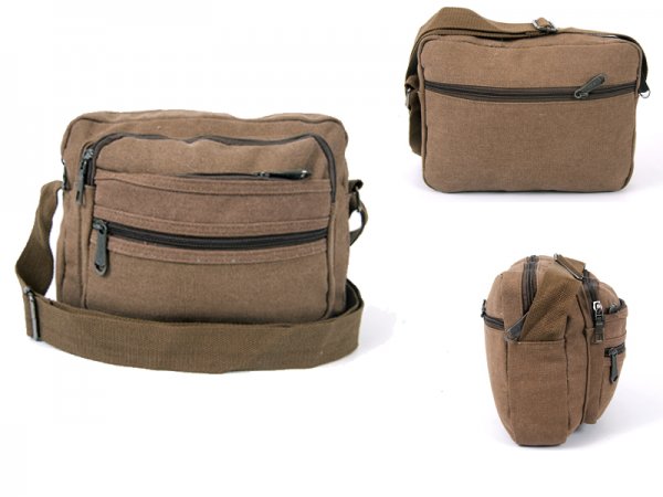 2558 Brown Multi Portrait X-Body Bag With Top Zip, 3 Front