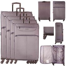 1975 GREY SET OF 4 TRAVEL TROLLEY SUITCASES