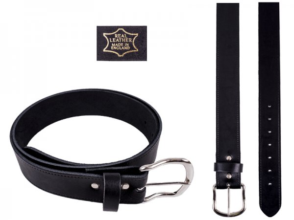 1.50" Black English Real Leather Belt Size XL