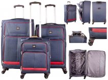 2001 NAVY LIGHTWEIGHT SET OF 3 TRAVEL TROLLEY SUITCASES