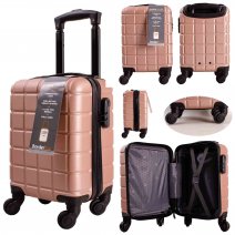 DYN13061 ROSE GOLD UNDER-SEAT CABIN-SIZE TROLLEY SUITCASE