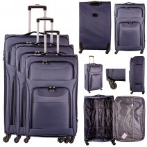 T-SL-01 NAVY SET OF 3 TRAVEL TROLLEY SUITCASES