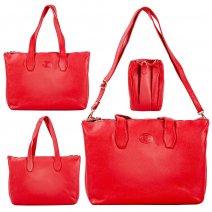 0599 ROSSO PEBBLE LEATHER TRIPPLE COMPARTMENT RFID SHOULDER BAG