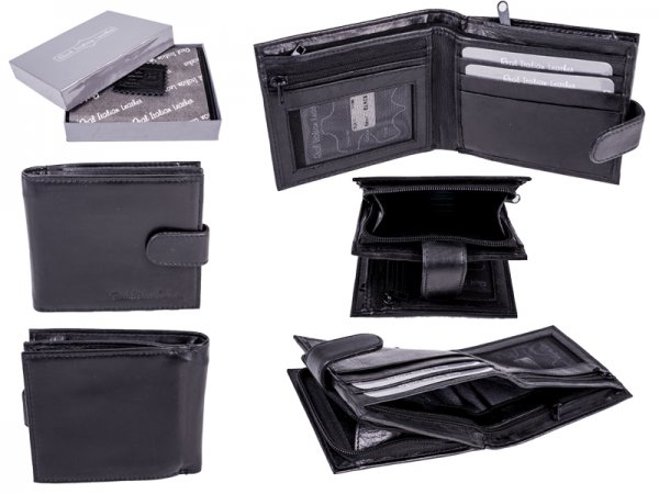 1180 BLACK - RFID Card Protection Genuine 100% R Leather Wallet