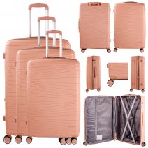 T-HC-PP-01 ROSE GOLD SET OF 3 TRAVEL TROLLEY SUITCASE