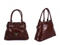 JBFB36 BROWN PU BAG WITH CLASP FRONT POCKET