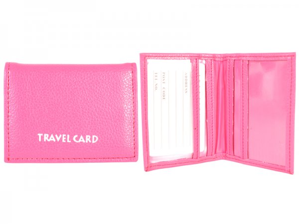 1500 Grained PU Travel Card Holder HOT PINK