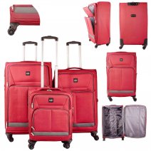 2001 BURGANDY LIGHTWEIGHT SET OF 3 TRAVEL TROLLEY SUITCASES