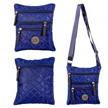 GRACE121 NAVY QUILTED X-BODY BAG WITH ADJUSTABLE STRAP