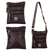 GRACE121 BLACK QUILTED X-BODY BAG WITH ADJUSTABLE STRAP
