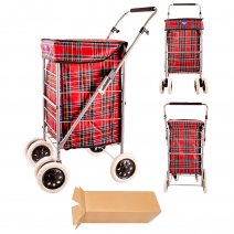 ST6000-S RED CHECK 6 WHEEL BOX OF 4 SHOPPING TROLLEY