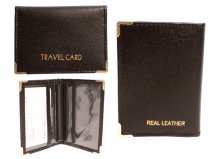 1496 BLACK Smooth Leather Travel Card Holder