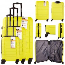 JB2055 GREEN SET OF 3 TRAVEL TROLLEY SUITCASES