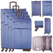 1975 NAVY SET OF 4 TRAVEL TROLLEY SUITCASES
