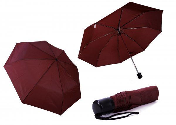 2800 BURGUNDY Ladies Plain Folding Compact Umbrella