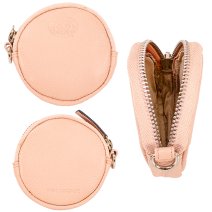 0587 NUDE PEBBLE LEATHER ROUND COIN/ACCESSORY PURSE