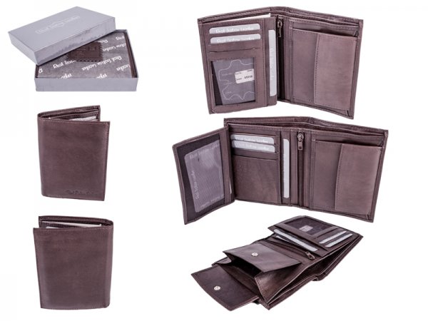 1062 Brown - RFID Card Protection Genuine 100% R Leather Wallet
