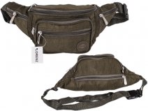 2522 BROWN Crinkled Nylon Bumbag with 6 Zip Pockets