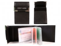 7311 BLACK Grained PU 20 Leaf C.Card Case with Flap
