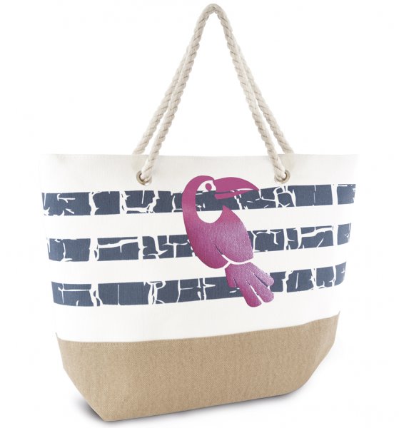 BB1015 STRIPED BAG WITH TOUCAN NAVY