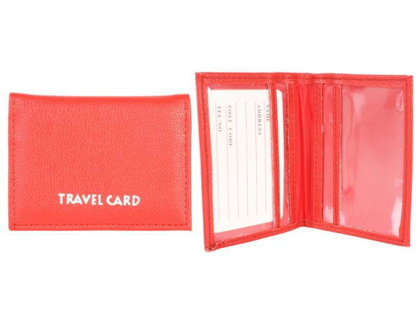 1500 Grained PU Travel Card Holder RED
