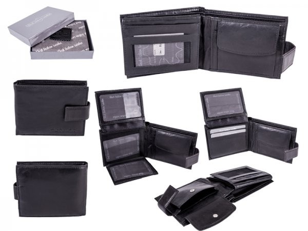 1063 Black - RFID Card Protection Genuine 100% R Leather Wallet